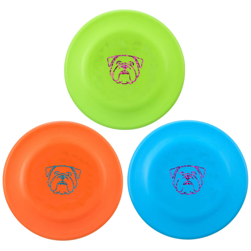 Dog Flying Disc, 3 Pcs Competition Dog Flyer Dog Toy, Soft Dog Flying Discs Indestructible Rubber Lightweight Flying Disc Dog Toy for Dogs - Floats On Water, Gentle On Teeth and Gums Blue & Green & Orange