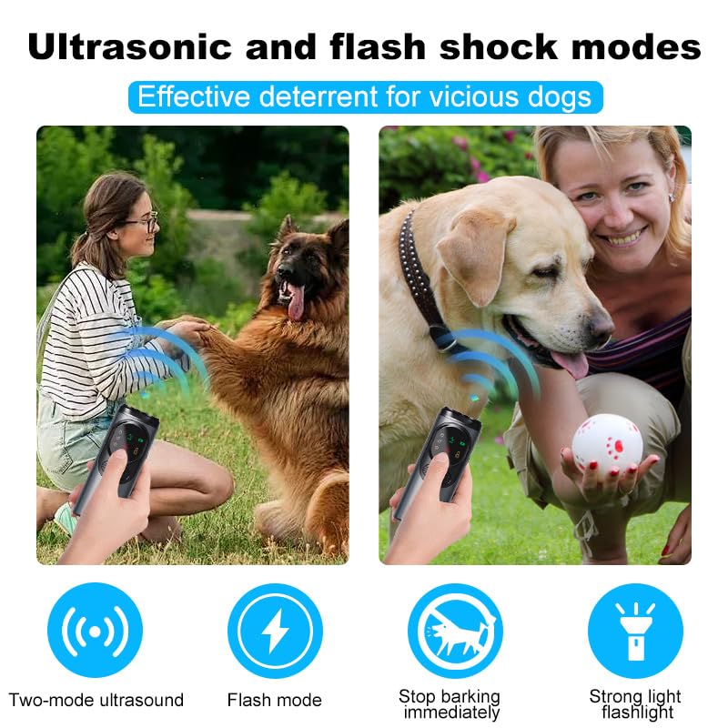 2025 Rechargeable Ultrasonic Dog Bark Deterrent, Anti-Barking Sonic Trainer, 50FT Range, LED Screen Display, Safe & Effective Bark Control, No Shock, for Indoor & Outdoor Pet Training - PawsPlanet Australia