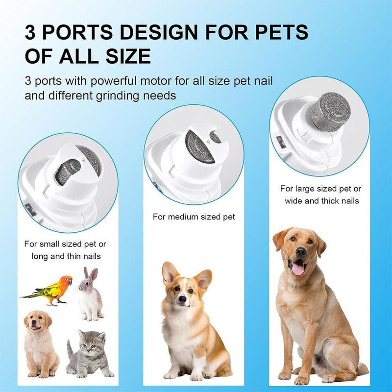 2 in 1 Newest Dog Nail Grinders and Dog Nail Clippers for Dogs Claws Safe Dog Nail Trimmer 3-Speed Electric Pet Nail Grinders for Dogs Nail File with LED Light for Small Medium Large Breed Dog and Cat