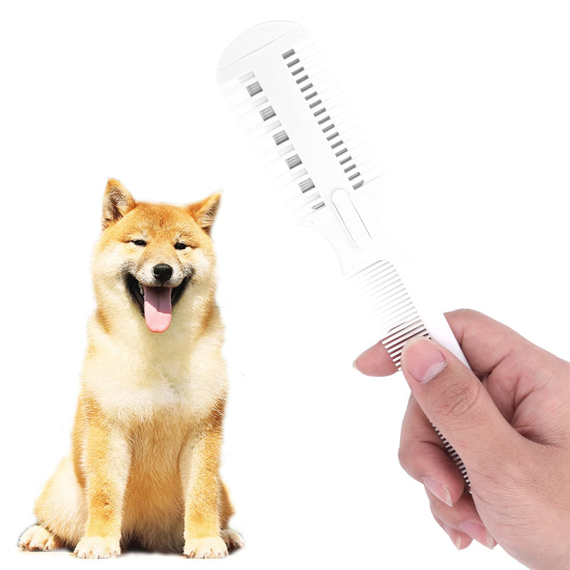 Pet Hair Thinning comb, Pet Hair Combs, Dog Grooming Comb with Blade, Cat Comb for Matted Hair, 2 in 1 Hair Cutter Comb, 5 Blades Pet Hair Trimming Comb - PawsPlanet Australia