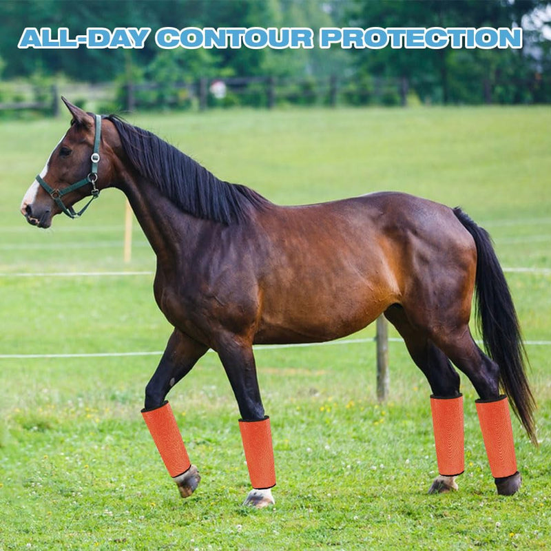 Horse Fly Boots Loose Fitting UV-Protective Fly Leggings Breathable Mesh Stay-on Design Protect Horse Legs Reduce Stomping Set of 4 (Orange) orange