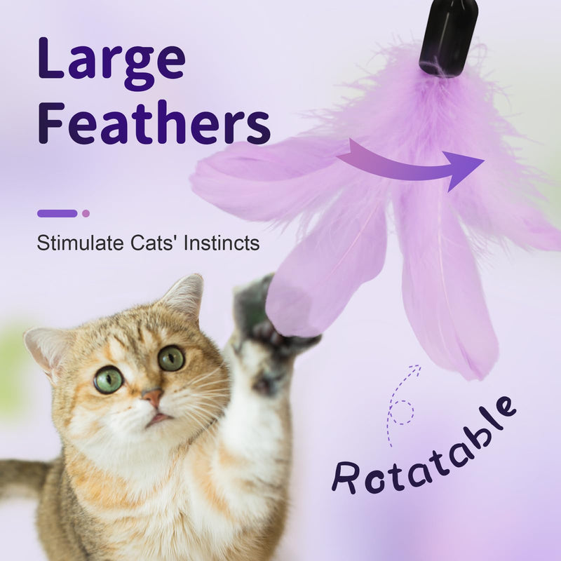 SONGWAY Cat Wand Toys for Indoor Cats - Cat Toy Set with Retractable Teaser Wand and 6 PCS Fairy Feather Toy Refills, Dragonfly Tassel Plush Cat Toys Interactive, Purple - PawsPlanet Australia