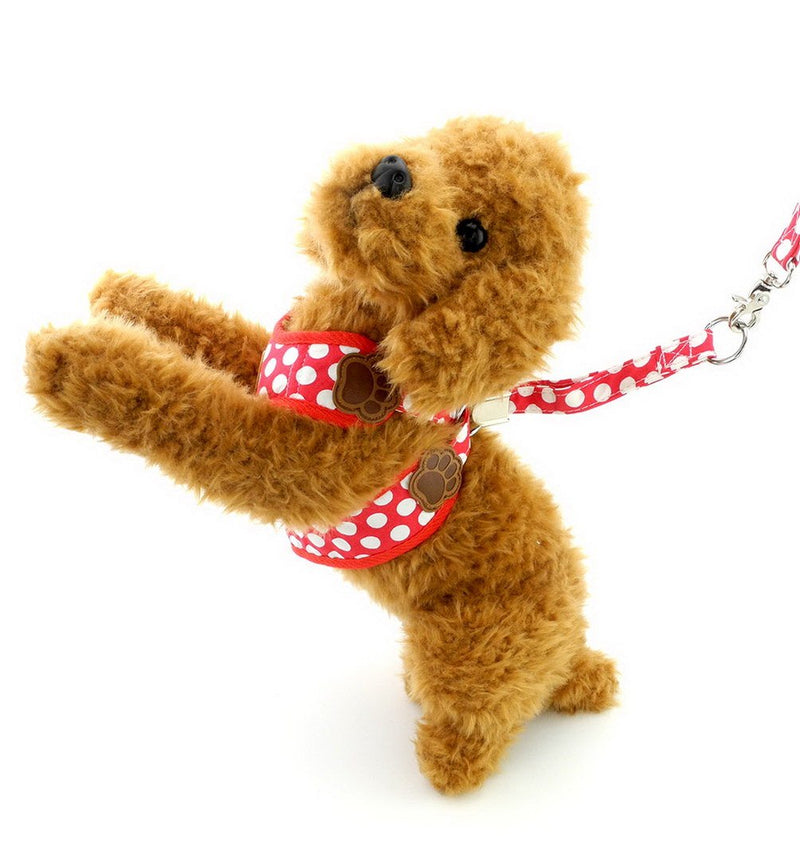 SELMAI Small Dog Harness Vest Leash Set Polka Dot/Camo Mesh Padded No Pull Leads for Puppy Pet Cat (Large (Pack of 1), Red) L - PawsPlanet Australia