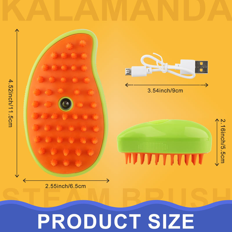 KALAMANDA Cat Steam Brush, 3 In 1 Cat Steamy Brush, Silicone Massage Grooming Brush, Pet Hair Cleaning Brush Comb for Cats Dogs(Yellow/Green) - PawsPlanet Australia