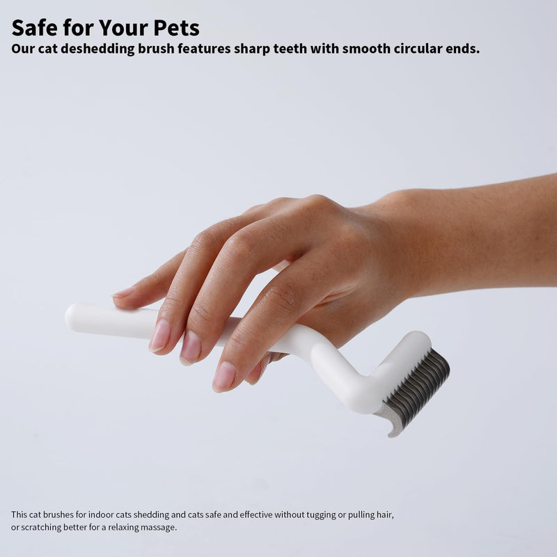 Cat Brush for Long Haired Cats & Indoor Cats, Dog Brush for Shedding & Grooming, Deshedding Dog Brush Dematting Comb for Dogs Remove Loose Hair & Matted Fur, Pet Undercoat Rake, White - PawsPlanet Australia