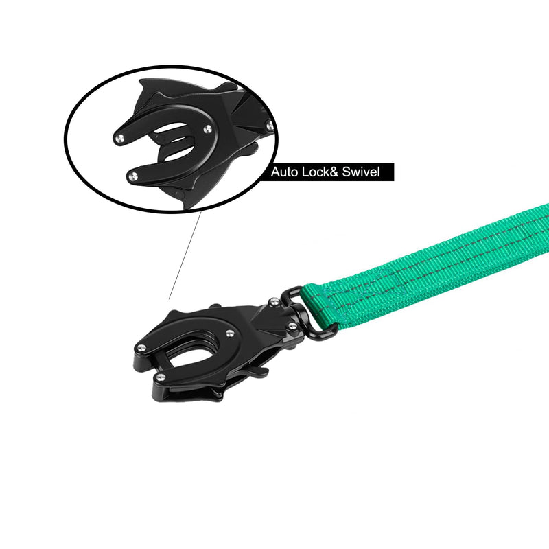 ICEFANG Relfective Dog Leash for Medium Large Dogs,K9 Training Walking Lead with Double Handle,Heavy Duty Auto-Lock Metal Clasp (6ft, Teal) 6 ft (No bungee) - PawsPlanet Australia
