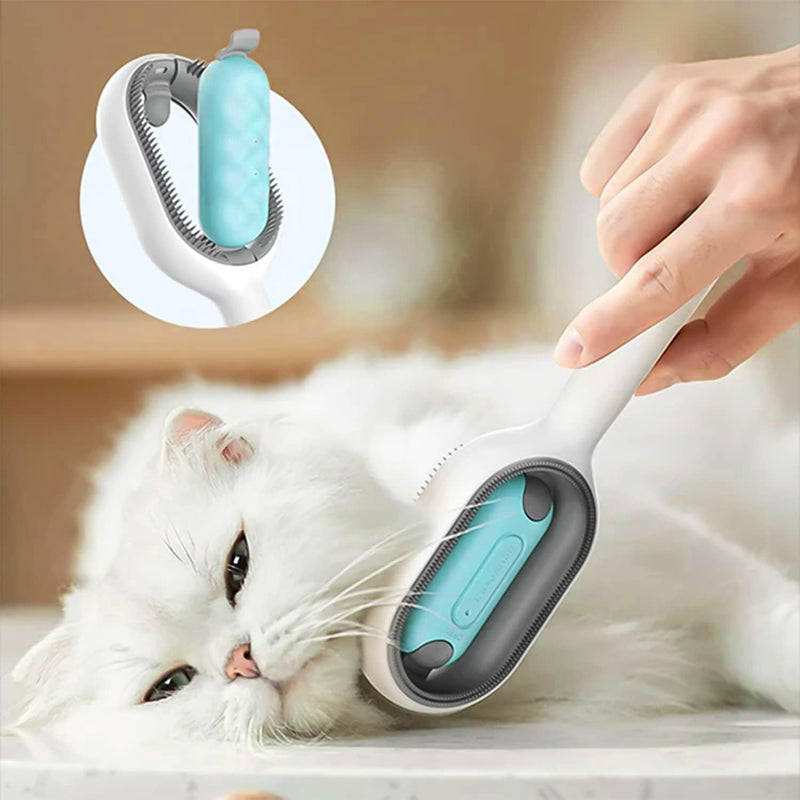 Dog Brush with Water Tank, 2-Piece Multi-Purpose Pet Cleaning Brush, 4-in-1 Pet Hair Cleaning Brush, Universal Pet Knot Remover (Blue + Pink) - PawsPlanet Australia