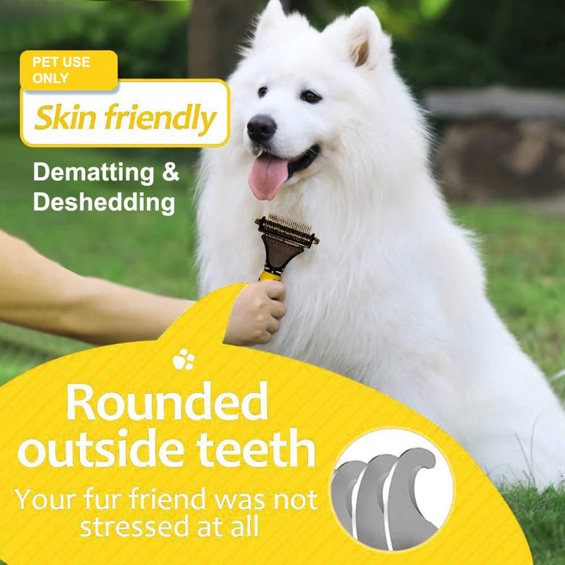 *LAUNCH SALE* Pet Republique ® Professional Dematting Comb Rake - Dual Sided 12+23 Teeth Mat Brush Splitter - for Dogs, Cats, Rabbits, Any Long Haired Breed Pets Yellow, Black, Silver Regular 12+23 Teeth - PawsPlanet Australia