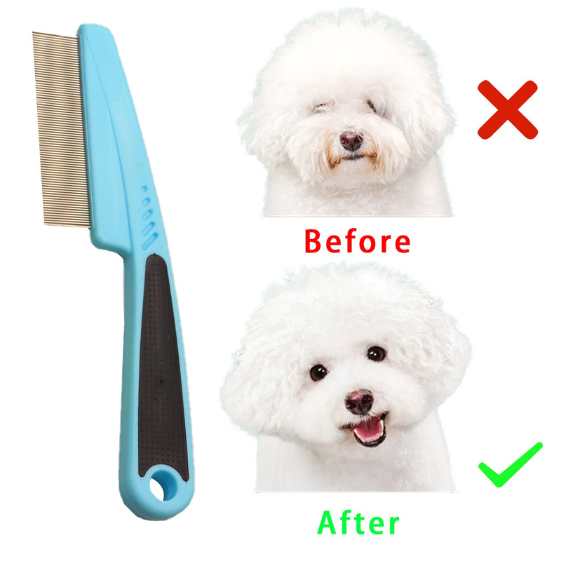 2 Pcs Pet Grooming Combs - Flea and Lice Remover for Dogs, Cats, and Small Pets (Blue and Green) - PawsPlanet Australia