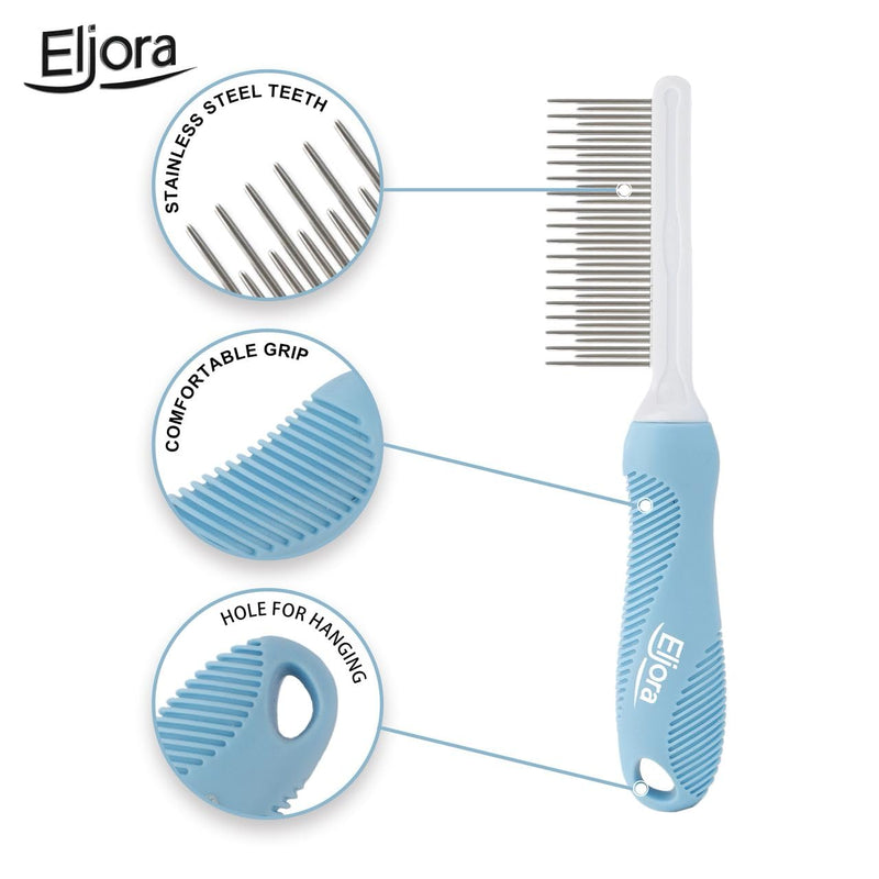 Premium Pet Grooming & Dematting Comb – Stainless Steel Teeth, Comfortable Non-Slip Grip, Gentle & Effective for Short and Long-Haired Dogs and Cats