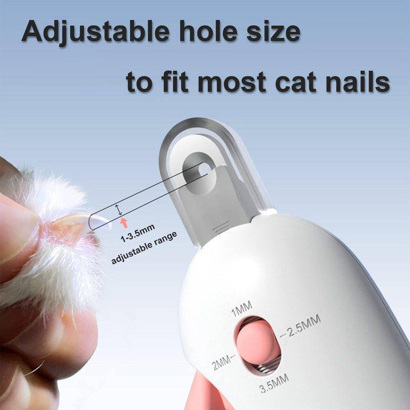 Wanheart Cat Nail Clipper with Hidden File & Debris Catcher – Adjustable Round Hole Pet Nail Trimmer for Cats, Kittens & Small Animals | Safe No-Mess Grooming Tool (Pink) Pink - PawsPlanet Australia