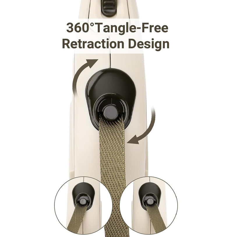 OUTnWILD Retractable Dog Leash - Retractable Dog Leash 16ft for Small/Medium Breeds/Pets Up to 44lbs. 360° Tangle Free Design with One Touch Quick-Lock Braking System&Anti-Slip Handle. (Khaki) Khaki - PawsPlanet Australia