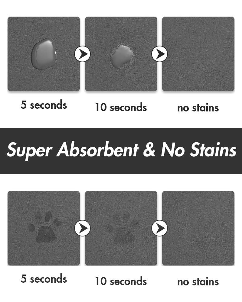 Absorbent Dog Food Mat-Dog Mat for Food and Water Bowl, Quick Dry Pet Food Mat, No Stains Dog Feeding mat, Dog Accessories Pet Supplies Mat-Dog Water Bowl Mat for Messy Drinkers 12"X19" DARKGREY - PawsPlanet Australia