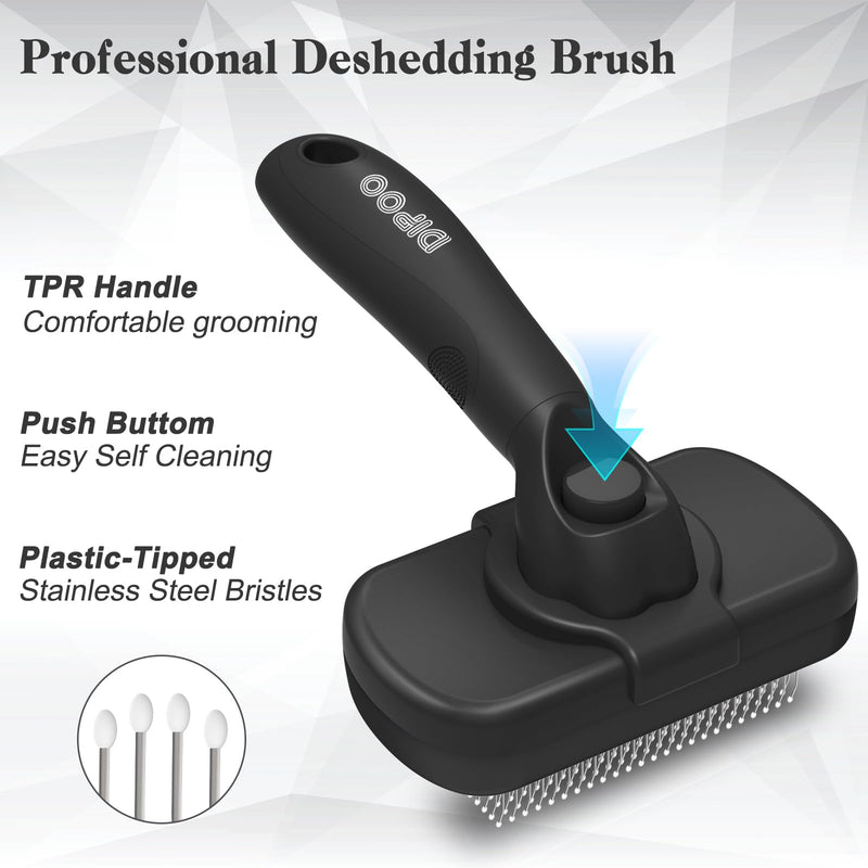 Self Cleaning Shedding Brush for Dogs & Cats, Skin Friendly Cat Brush, Dog Grooming Brush, Dog Brush for Shedding, Deshedding Brush, Puppy Brush Hair Brush for Haired Dogs, Black - PawsPlanet Australia