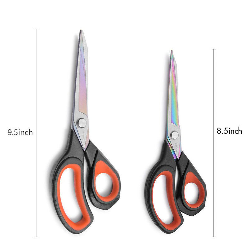 LIVINGO 2 Pack Premium Tailor Scissors Heavy Duty Multi-Purpose Titanium Coating Forged Stainless Steel Sewing Fabric Leather Dressmaking Comfort Grip Shears Professional Crafting (8.5 & 9.5INCH) Black & Red - PawsPlanet Australia