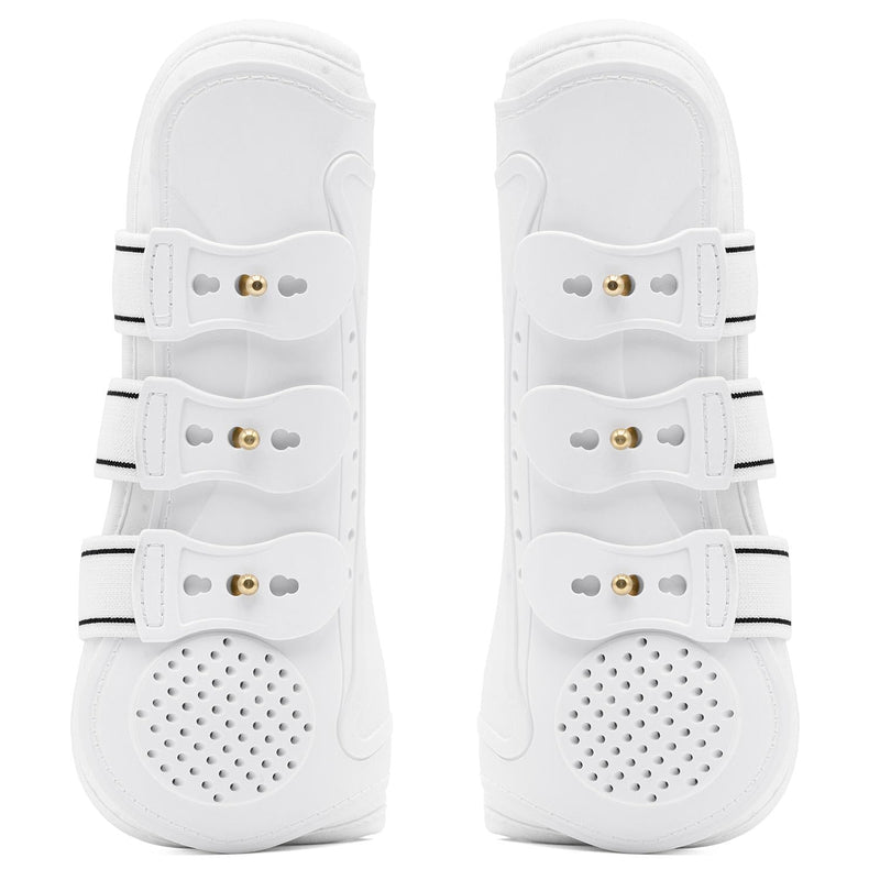 Jeffers Uniquely English Open Front Tendon Boots for Horses, Pair – Ventilated Neoprene Horse Leg Protection for Tendons & High Impact Support, Jumping & Competition Riding Boots for Horses White Large