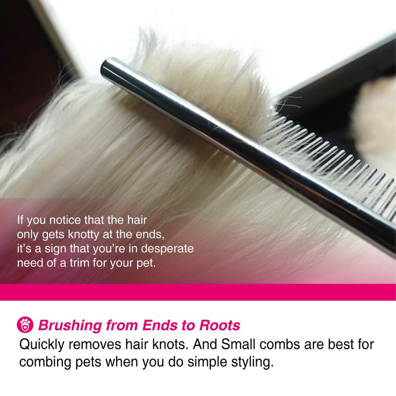 Comb with Rounded Ends Spine, Pet Comb for Professional Groomer Tool, for Short to Medium Haired Dog, Cat and other pets. - PawsPlanet Australia