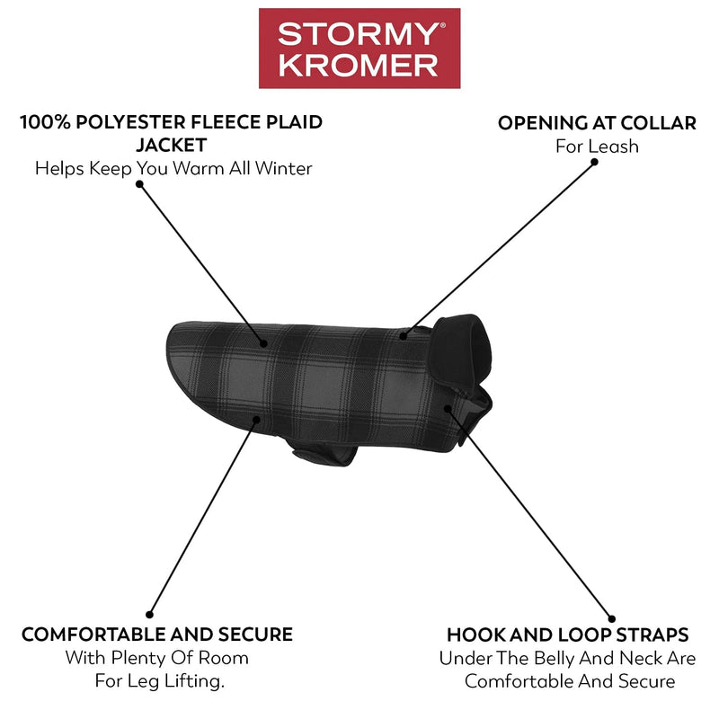 Stormy Kromer Fleece Dog Jacket, Black/Gray Plaid, Medium - PawsPlanet Australia