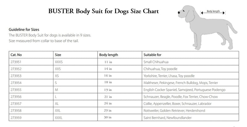 Buster Body Suit Easygo for Dogs, 16 in, X-Small