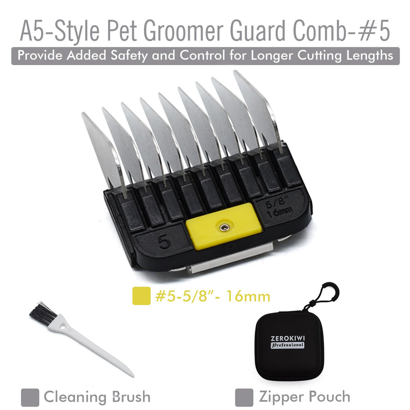 Professional A5-Style Animal Clipper Stainless Steel Color-Coded Snap-on Attachment Guard Guide Comb, 1/8"-1" Compatible with Wahl KM Series Oster A5 Andis Detachable Blade Pet Dog Groomers (#5-5/8") #5-5/8" - PawsPlanet Australia