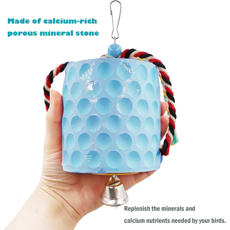 Bird Beak Grinding Stone, KABASI Parrot Chew Toys Calcium Stone with Bells, Chicken Coop Accessories, Cage Toys for Cockatiel Parakeet Budgies Hamster Chinchilla Rabbit African Grey Chick Poultry - PawsPlanet Australia