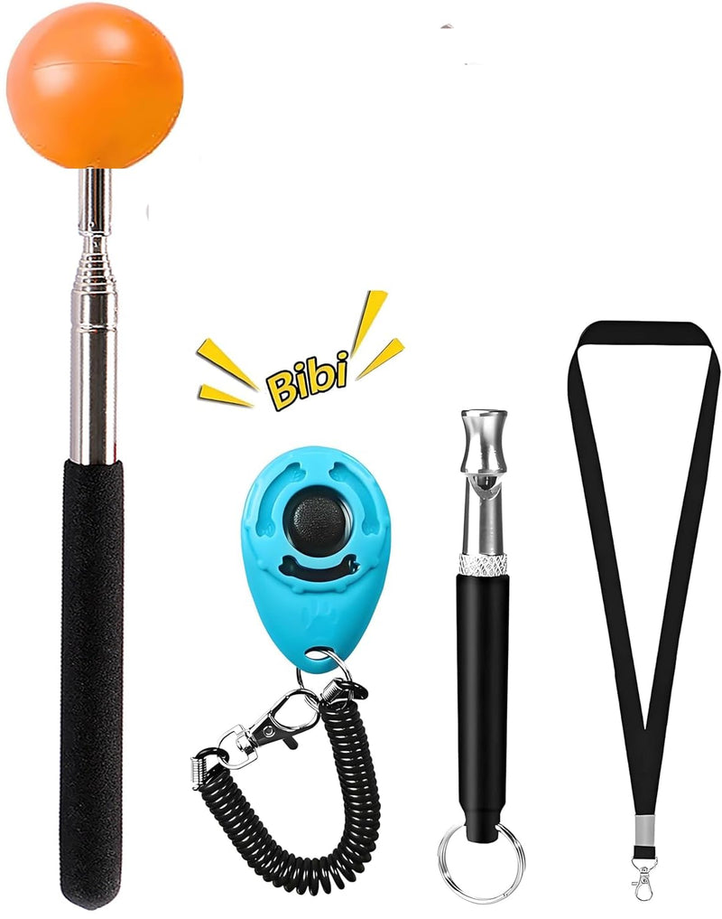 Training Kit - 1 Target Stick, 1 Training Clicker, 1 Whistle - Dog Training Equipment Tools, Cat Toilet Trainer Kit, Agility Training Lure Course For Dogs, Kitten Puppy Behavior Aids Trick (With Bell) - PawsPlanet Australia