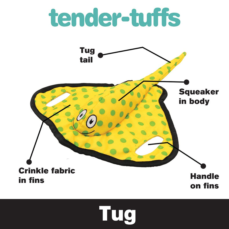 SmartPetLove Snuggle Puppy Tender-Tuffs - Yellow Stingray Tug of War Plush Dog Toy - Great for Play and Interaction with Puncture Resistant Squeaker - PawsPlanet Australia