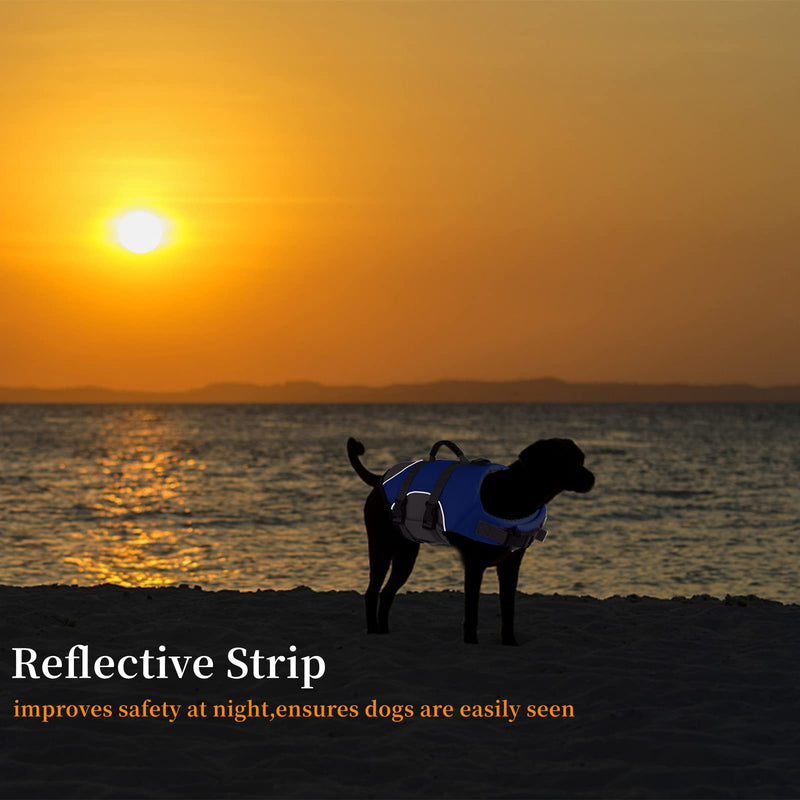Dog Life Jacket, Reflective Adjustable Dog Life Vest with Rescue Handle for Swimming and Boating, Ripstop Pet Safety Life Preserver for Small, Medium and Large Dogs Blue - PawsPlanet Australia