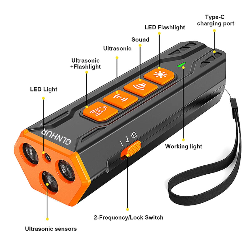 Dog Bark Deterrent Device - Anti-Bark Devices for Dogs,Rechargeable Ultrasonic Dog Bark Deterrent 30Ft Effective Control Range,Safe for Human & Dogs Portable (Black) Black - PawsPlanet Australia