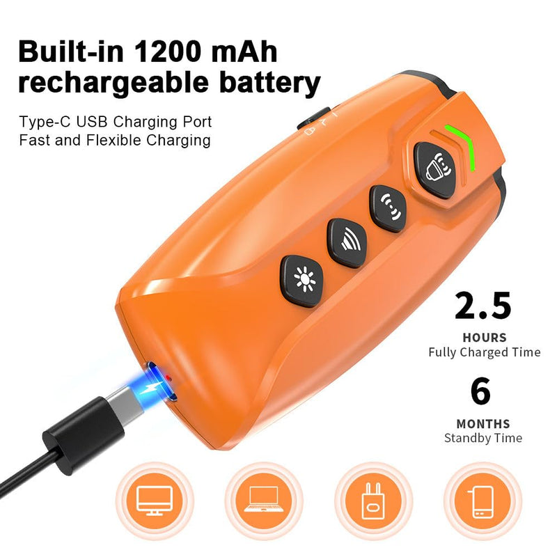 Dog Bark Deterrent Device with 3X Ultrasonic Barking Control and LED Light, Rechargeable Dog Training Tool for Indoor and Outdoor Use Behavior Correct Safe & Humane Orange