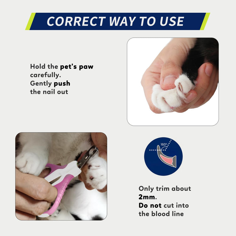 WePet Pet Nail Clippers U07.1, Professional Claw Trimmer, Bended Scissor Special for Cats, Kittens, Dogs, Puppies, Small Animals, White/Thulian Pink #03 White/Thulian Pink - PawsPlanet Australia