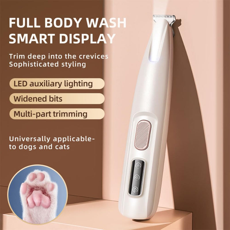 Dog Paw Trimmer, 35 dB Low Noise, 18 mm Widen Blade, LED Display, Rechargeable, Waterproof, Clipper for Dogs and Cats White - PawsPlanet Australia