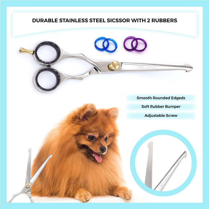 Left-Handed Pet Grooming Scissors Set Pro-Grade Curved Shears for Dogs Cats - Precision Crafted Sharp Blades Comfort Grip - Ideal for Cutting Curving Thinning (LH Round Tip Straight) LH Round Tip Straight - PawsPlanet Australia