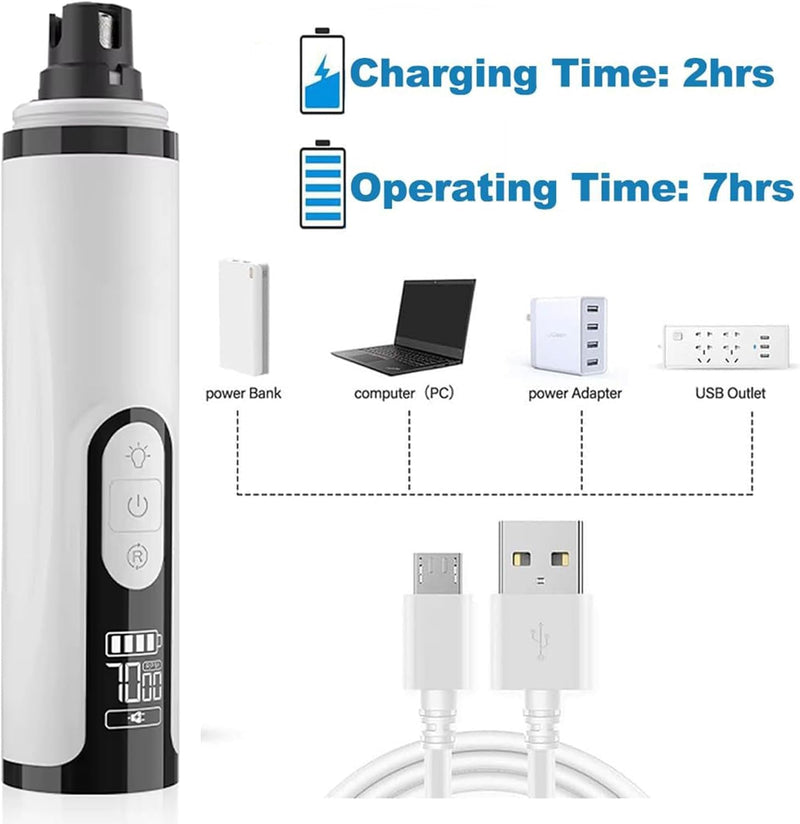 Silent Groom Pro Nail Grinder,2025 Upgraded Nail Trimmer for Dogs and Cats with LED Light & 3 Speeds,Rechargeable USB Charging Pet Nail Grinder for Thick Nails 1Set - PawsPlanet Australia