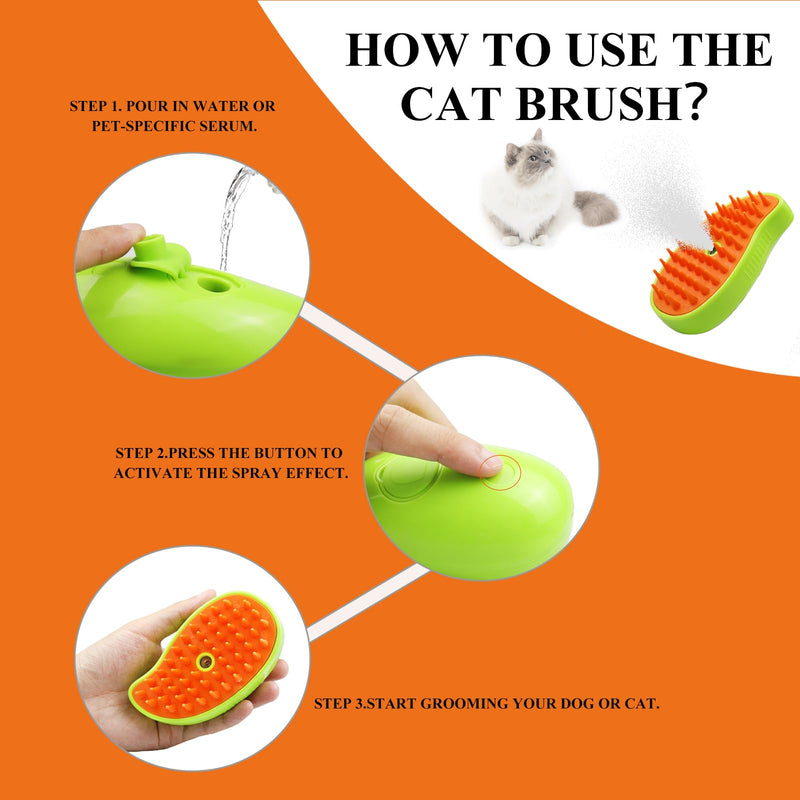 Cat Steam Brush, 3 in 1 Steamy Cat Brush for Shedding, Rechargeable Spritz Defur Comb for Cats Dogs, Pet Hair Comb for Removing Tangled and Loose Hair - PawsPlanet Australia