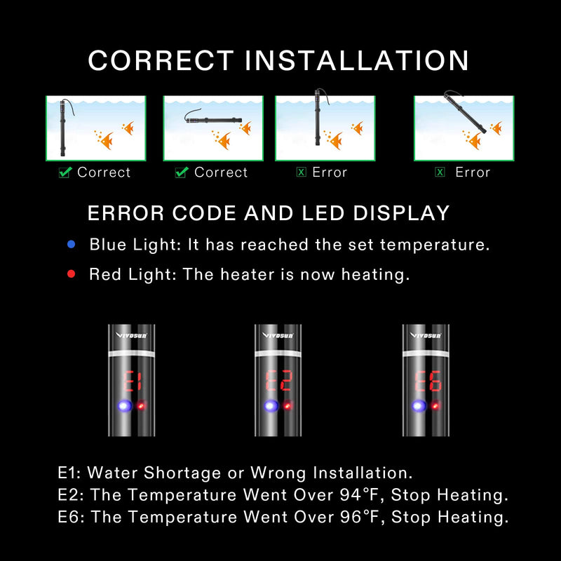 VIVOSUN Submersible Aquarium Heater with Thermometer Combination, 400W Titanium Fish Tank Heaters with Intelligent LED Temperature Display and External Temperature Controller 400W (for 36-100 gallon)