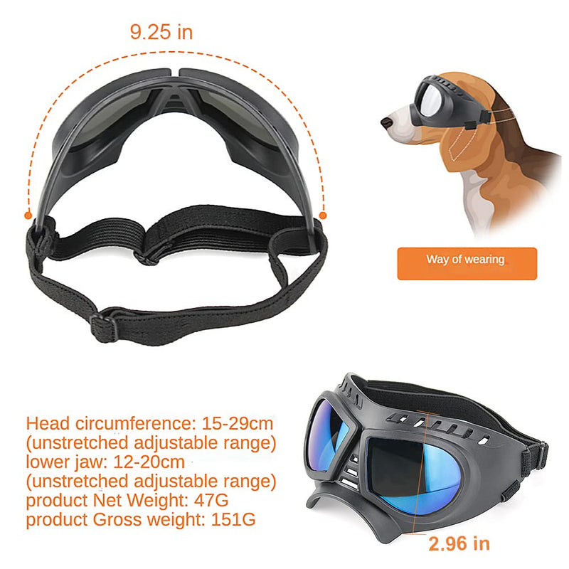 Dog Goggles,UV Protection Wind Protection Dust Protection Snow Protection Fog Protection Soft Frame Glasses for Long Snout Dogs Eyes Protection with Adjustable Strap (S: Blue Lens) S: Blue lens - PawsPlanet Australia