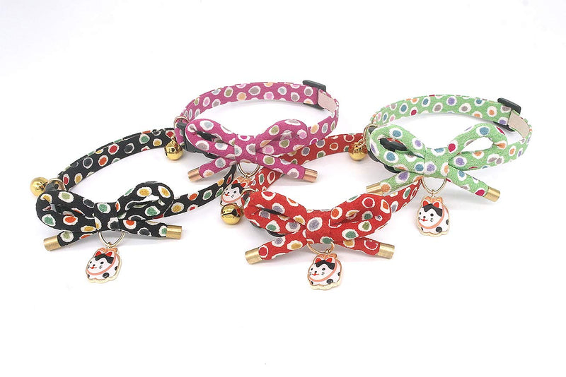 PetSoKoo Cute Bowknot Cat Collar with Bell. Japan Colorful Polka Dots Pattern. Lucky Cat Charm. Safety Breakaway, Soft, for Girl Boy Male Female Adult Cats Small (6-9.5 Inches,16-24cm) Pink - PawsPlanet Australia