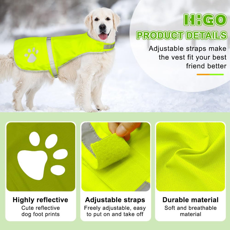 HIGO Reflective Dog Hunting Vest - Adjustable Fluorescent Dog Safety Vest, High Visible Dog Jacket for Outdoor Walking, Jogging or Training (Green, Small) Green