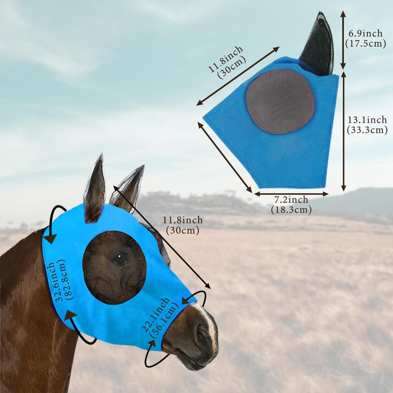 Horse Mask Fly Masks for Horses with Ears Breathable Elastic Fabric for Medium/Large Size Adult Horses - PawsPlanet Australia