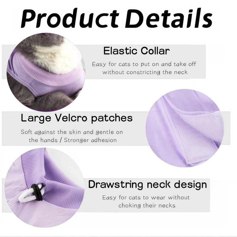 Cat Spay Recovery Suits Breathable Cotton Cats Surgery Clothes for After Surgical Abdominal Wound Skin Diseases Kitten Bodysuit for Female Cat Post Onesie Outfits Anti Licking, Pink (S) S(Chest Girth12.2 in,Back Length 8.26 in)