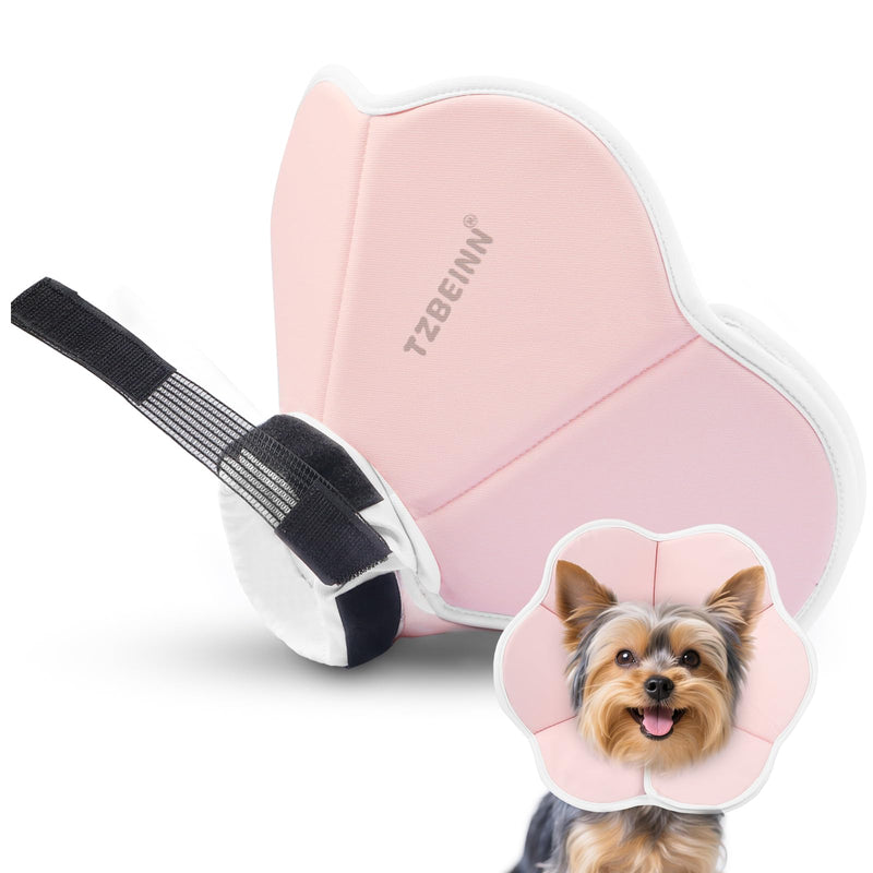Soft Dog Cone Collar Alternative for Small Dogs(Adult Yorkshire Adult Chihuahua), Adjustable Protective Dog Head Recovery Cone, Elizabethan Comfortable Neck Pillow Cone After Surgery Anti Licking Pink S(Neck Girth:7"-9.8")