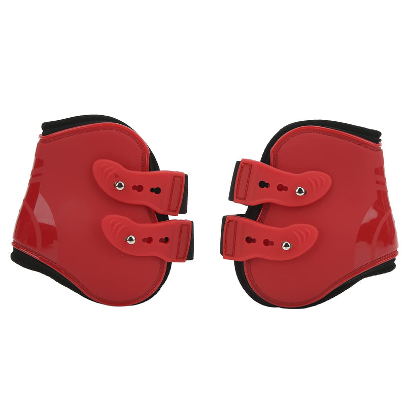 2 Pcs Horse Shin Guards, PU Material Red Horse Hind Leg Shin Guards Shell Adjustable Neoprene Horse Leg Guard for Equestrian Show Horse Jumping