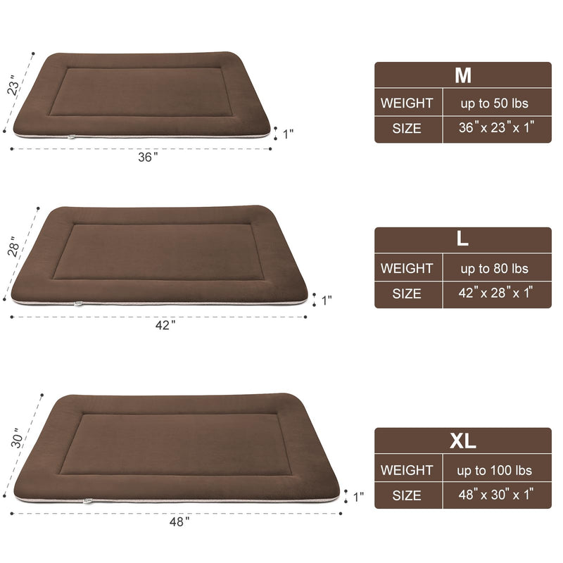 Magic Dog Bed Soft Crate Pad Mat for Medium/Large Dogs, 36 Inches Machine Washable Pet Bed Kennel Pad With Non-Slip Bottom, Dark Coffee 36.0"L x 23.0"W x 1.2"Th - PawsPlanet Australia
