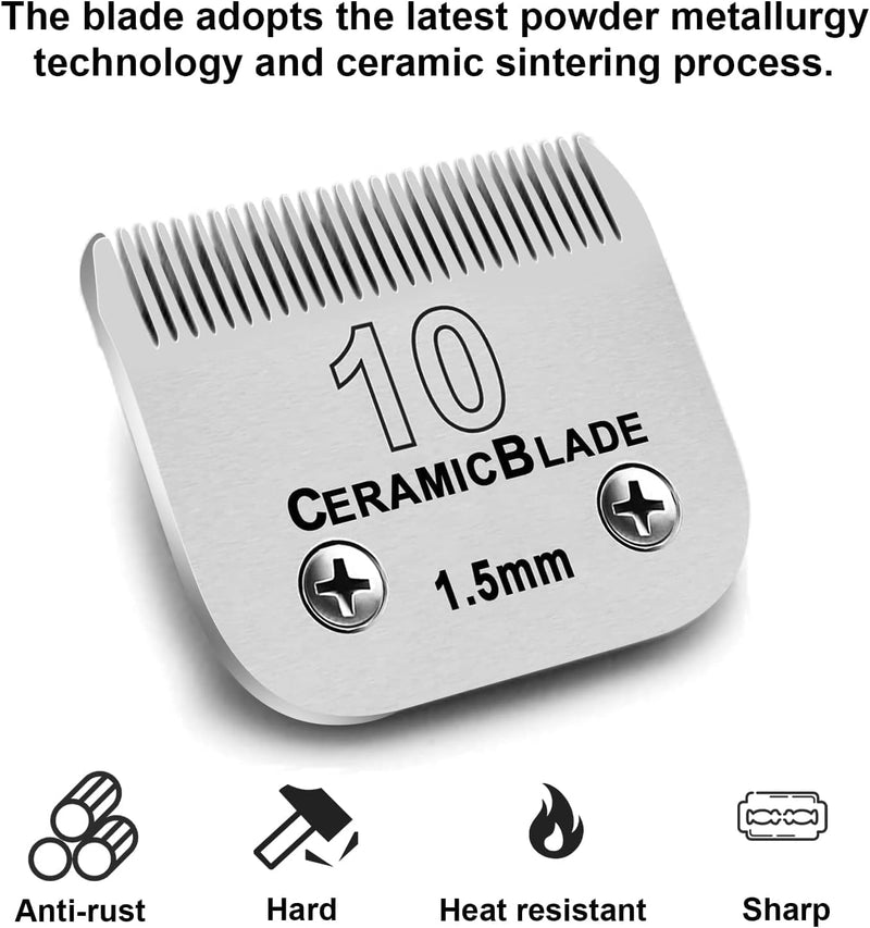 Dog Grooming Replacement Blades Compatible with Andis, Oster, and Wahl Clippers (10) 10