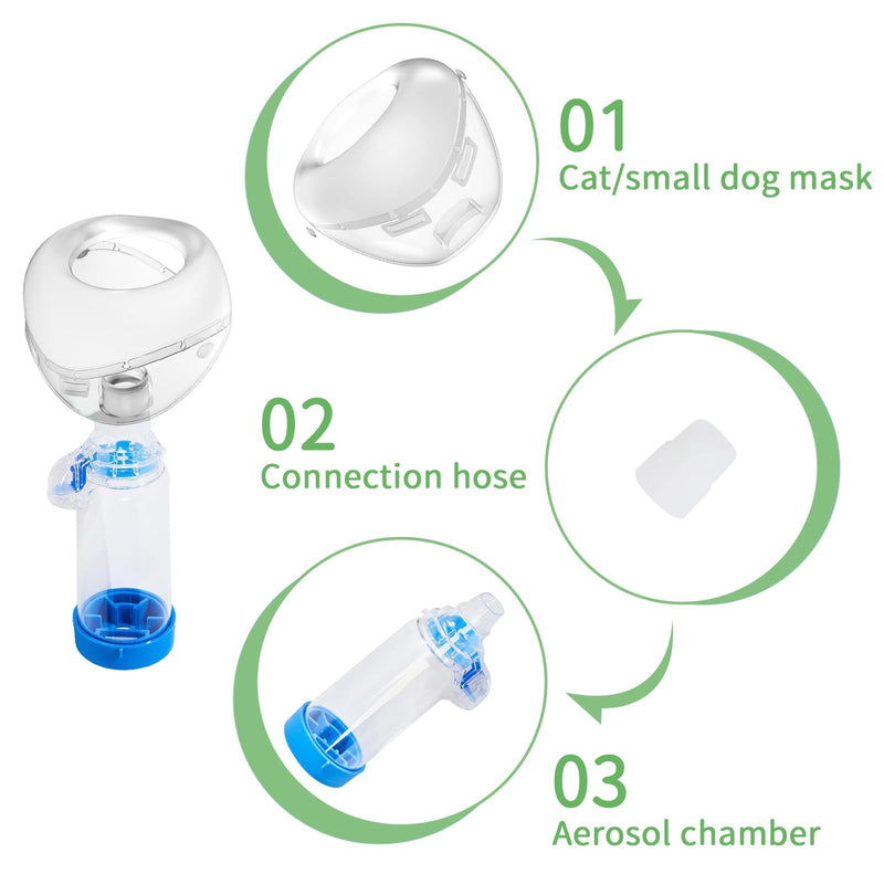 Cat Inhaler Spacer with Indicator, Specially for Cats and Small Dogs, Pet Aerosol Chamber with Silicone Mask, for Home and Outdoor (S) S