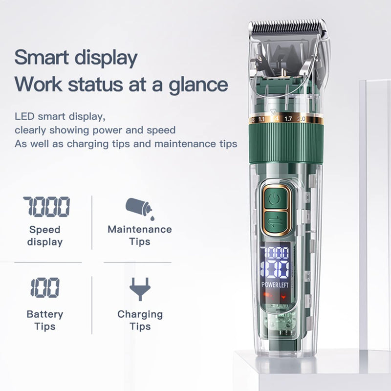 Dog Hair Clippers,Dog Grooming Clippers Kit with Led Display,Pet Clippers Grooming for Dogs Thick Coats,Low Noise Heavy Duty Pet Hair Shaver Trimmers (Green) Green - PawsPlanet Australia
