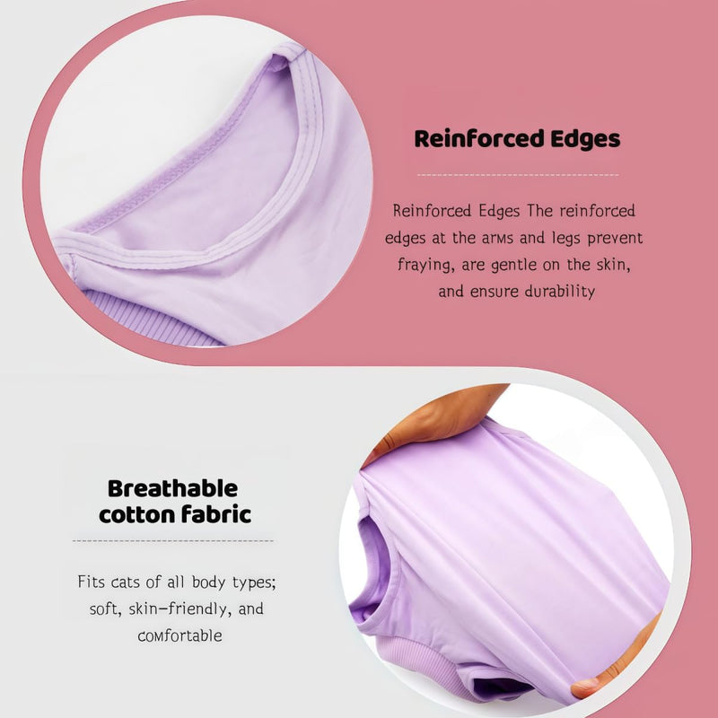 Cat Spay Recovery Suits Breathable Cotton Cats Surgery Clothes for After Surgical Abdominal Wound Skin Diseases Kitten Bodysuit for Female Cat Post Onesie Outfits Anti Licking, Pink (S) S(Chest Girth12.2 in,Back Length 8.26 in)