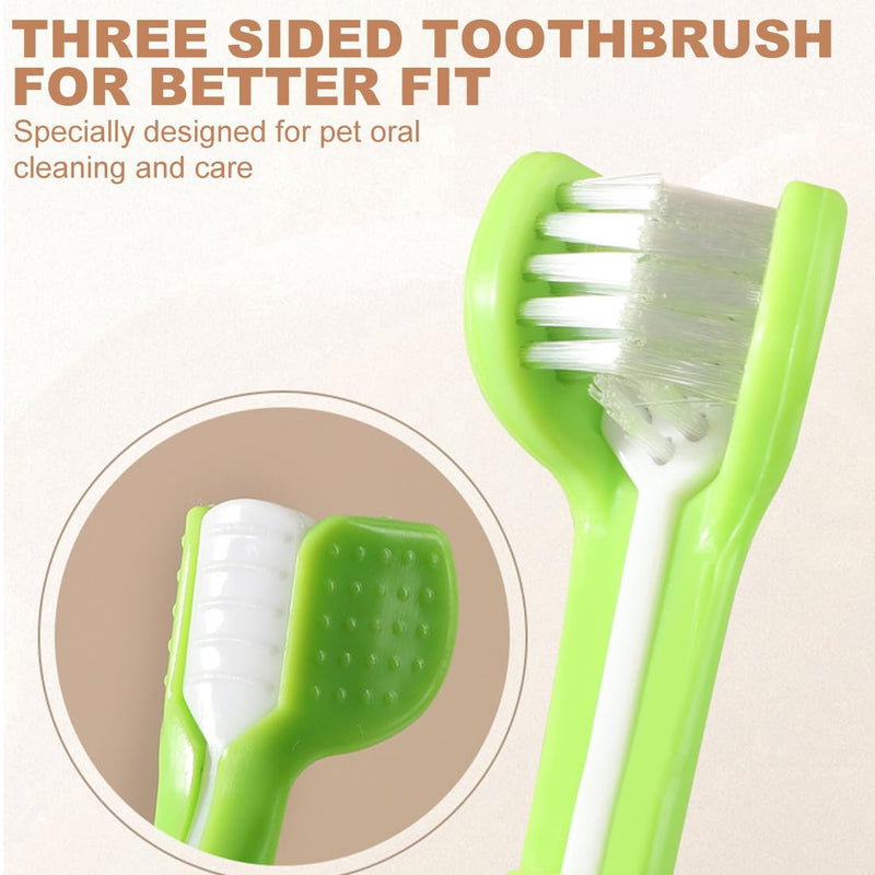 2 x Dog Toothbrush Pet Toothbrush for Dogs Pet Toothbrush Triple Head Dog Toothbrushes Long Handle Dog Toothbrush for Dogs and Cats
