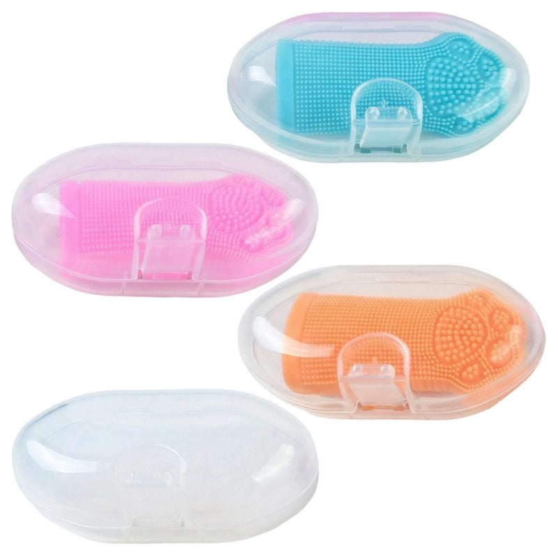 Nivofu Silicone Finger Toothbrush for Dogs & Cats for Dental Care - 4-Piece Set with Box - Dog Toothbrush for Tartar Control, Fresh Breath & Healthy Dental Care for Cats (Blue, Pink, Orange, White)